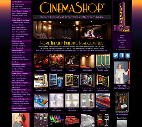 CinemaShop webpage